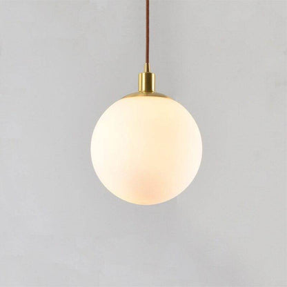 Nordic Loft Brass Single-head Glass Ball Pendant Lamps E27 LED Hanging Light For Kitchen Living Room Bedside Bathroom Hotel Room