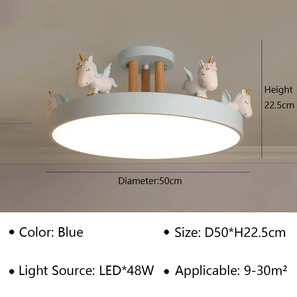 Modern Unicorn Design LED Ceiling Lamp for Living Dining Room Children's Room Sofa Chandelier Simple Fixture