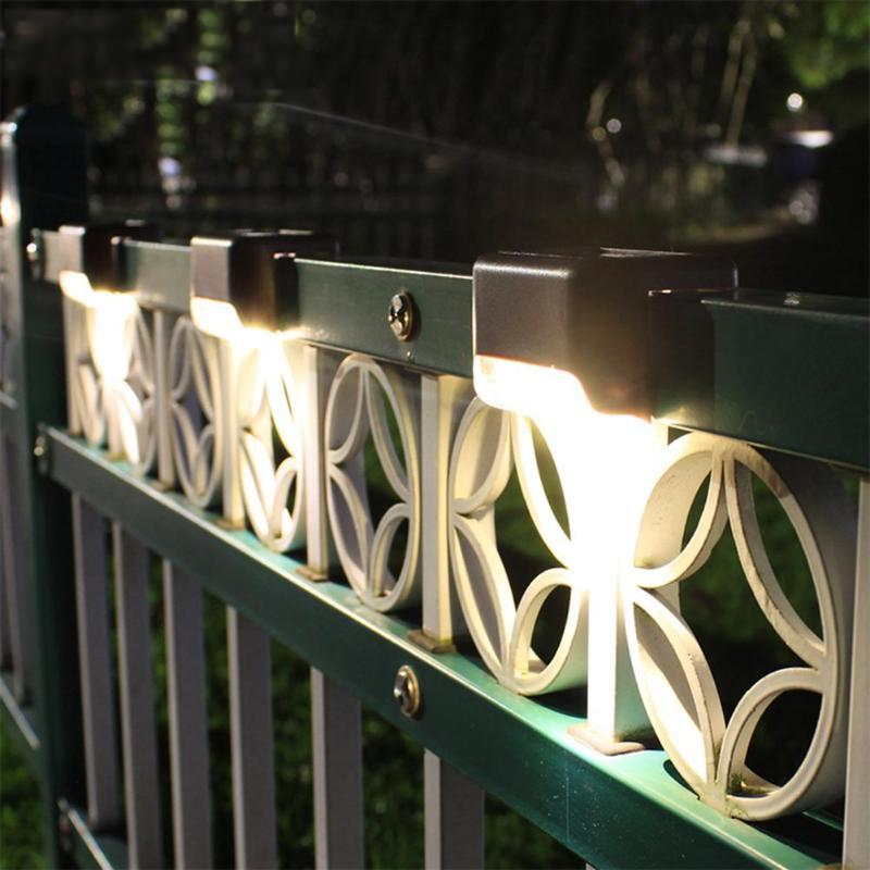4pcs LED Solar Stair Lamp IP65 Waterproof Outdoor Garden Pathway Yard Patio Stairs Steps Fence Lamps Solar Night Light