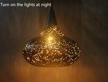 Vintage Pendant Light Iron Loft Nordic Porous Etching Lampshade
