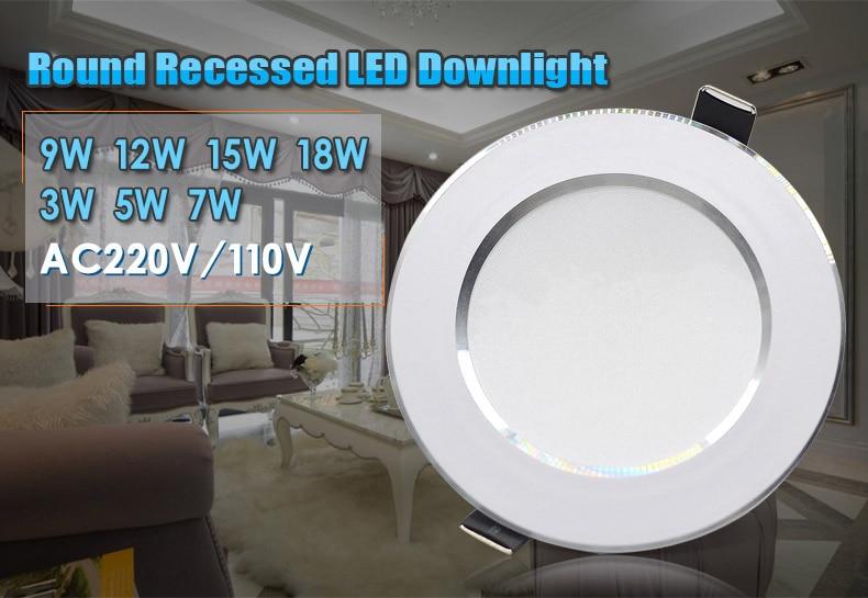 10pcs lot Led Downlights 18W 15W 12W 9W 7W 5W 3W  Ceiling Downlight 2835 Lamps Leds Ceiling Lamp Home Indoor Lighting