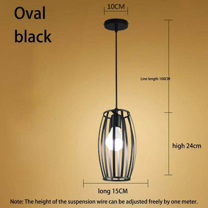 Nordic Retro Creative Geometry Pendant Lights E27 Loft Simple Personality Single-head Restaurant Coffee Shop Iron Light