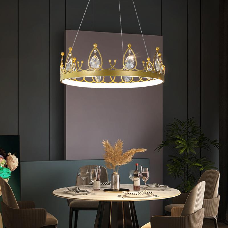 Chandelier Crown Luxury Living Room Bedroom Crystal Lamp
