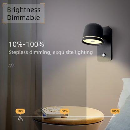 LED Dimmable Wall Lamp with On/Off Switch Adjust Brightness and 3-CCT Rotation Wall Sconce for Bedside Living Room