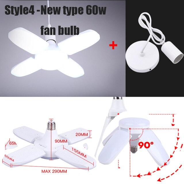 E27 Led Bulb Lamp Ampoule Leds Football Lamps Bulbs Foldable Fan Blade Lights Adjustable 45W 40W 60W For Kitchen Lighting
