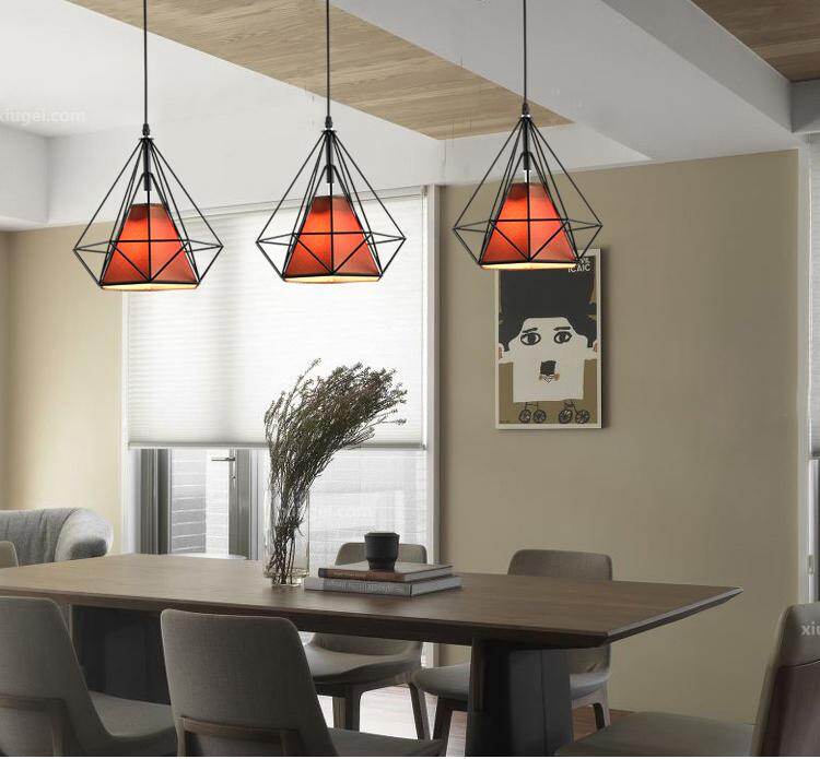 modern cage pendant light iron minimalist retro Scandinavian loft pyramid pendant lamp metal Hanging Lamp E27 Indoor DD01