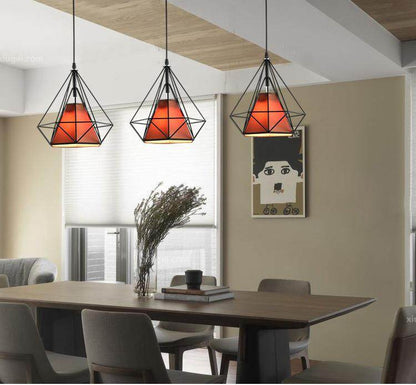 modern cage pendant light iron minimalist retro Scandinavian loft pyramid pendant lamp metal Hanging Lamp E27 Indoor DD01