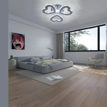 Modern LED Heart Shaped Three Rings Crystal Ceiling Lights Appliance Bedroom Light