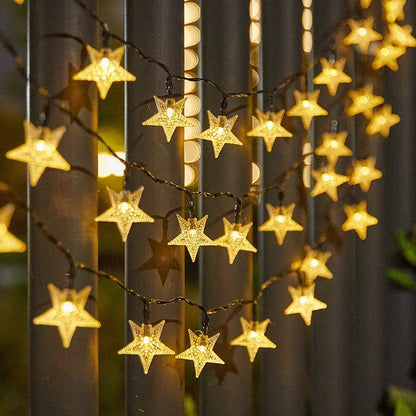 LED Solar Star String Lights Outdoor Waterproof Solar Powered Fairy Lights for Patio Garden Yard Porch Christmas Wedding Decor