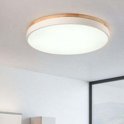 LED Ceiling Lights Round Wooden Base Modern Lamp Ironware and Acrylic Kitchen Bed Room Foyer Study LED Light Fixture