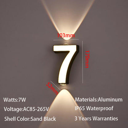 LED Wall Lamp AC85-265V 7W Digit Number Modern Minimalism Style IP65 Waterproof Outdoor Wall Lamp Lamp with 3 Years Warranties