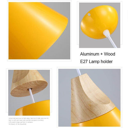 Nordic LED Pendant Lights Dining Room Pendant Lamp Modern Colorful Restaurant Kitchen Coffee Bedroom Loft Hanglamp Wood E27