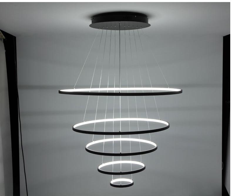 Modern LED Pendant Lights For Living Dining Room White Golden Coffee Black Circle Rings Aluminum Body Lamp Fixtures Home Lamp