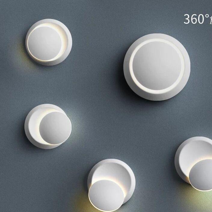 360 Degree Rotary Square Round Bedside Lunar Eclipse Wall Lamp Black and White Living Room Background Wall Stair Decorative Lamps