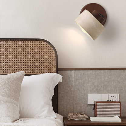 Yellow Cave Stone Wabi-sabi Bedroom Bedside Wall Lamp Retro Homestay Study Rotatable Wall Lamp with Switch