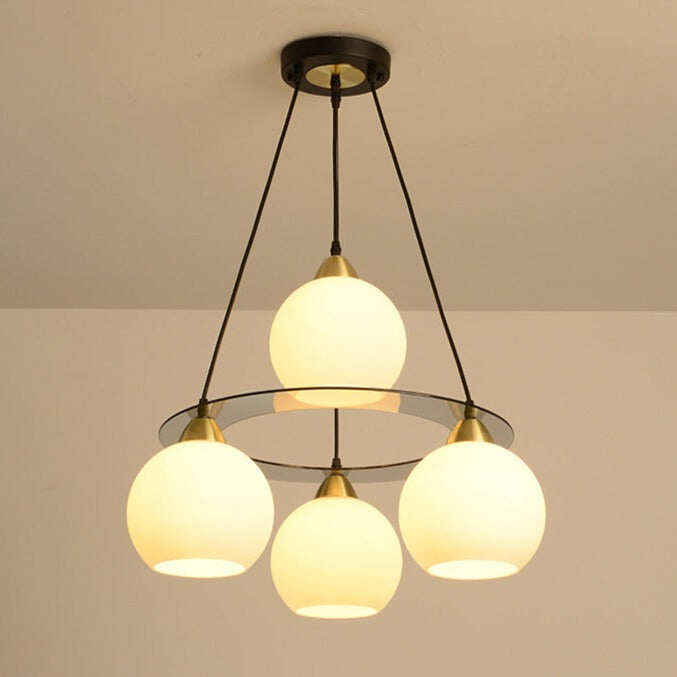 Restaurant Simple and Creative Chandelier LED Lamp Four Head Round Dining Room Living Room Lamp Bar Lamp