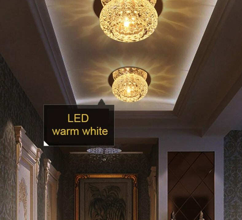 3W/5W Corridor Mirror Ceiling Lamp Aisle Veranda Lighting Down Crystal Mordern Surface Mounted LED Ceiling Lights Luces de techo