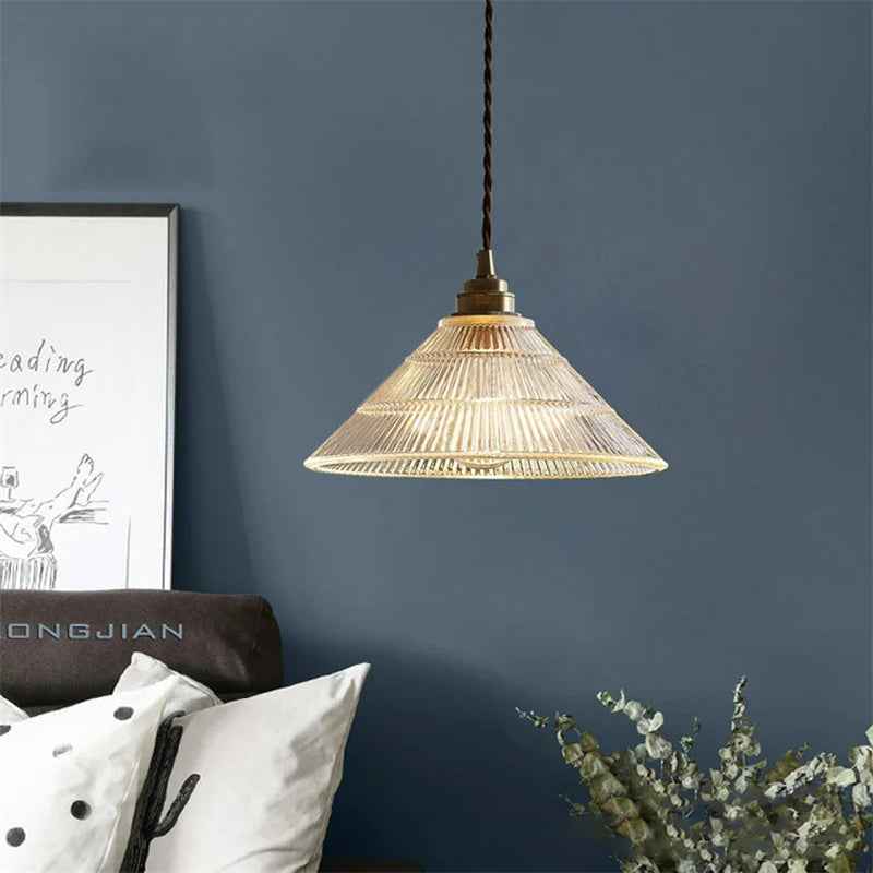 LED French glass chandelier for bedside, bar, dining room minimalist home decoration, pendant wire 1.5M