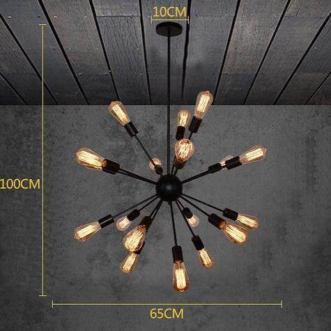E27 Edison Bulbs Vintage Industrial Pendant Light 12/16/18/20 Head Sputnik Pendant Lamp