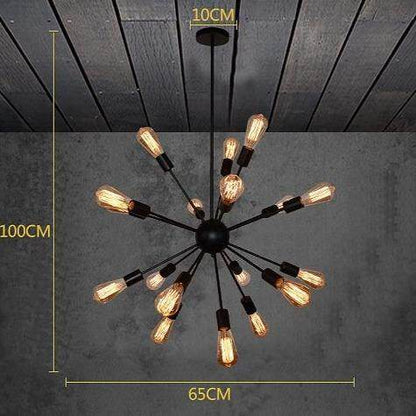 E27 Edison Bulbs Vintage Industrial Pendant Light 12/16/18/20 Head Sputnik Pendant Lamp