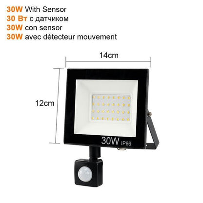 PIR Motion Sensor LED Flood Light 10W 30W 50W Outdoor Floodlight Waterproof Led Spotlight for Garden Wall Street Light