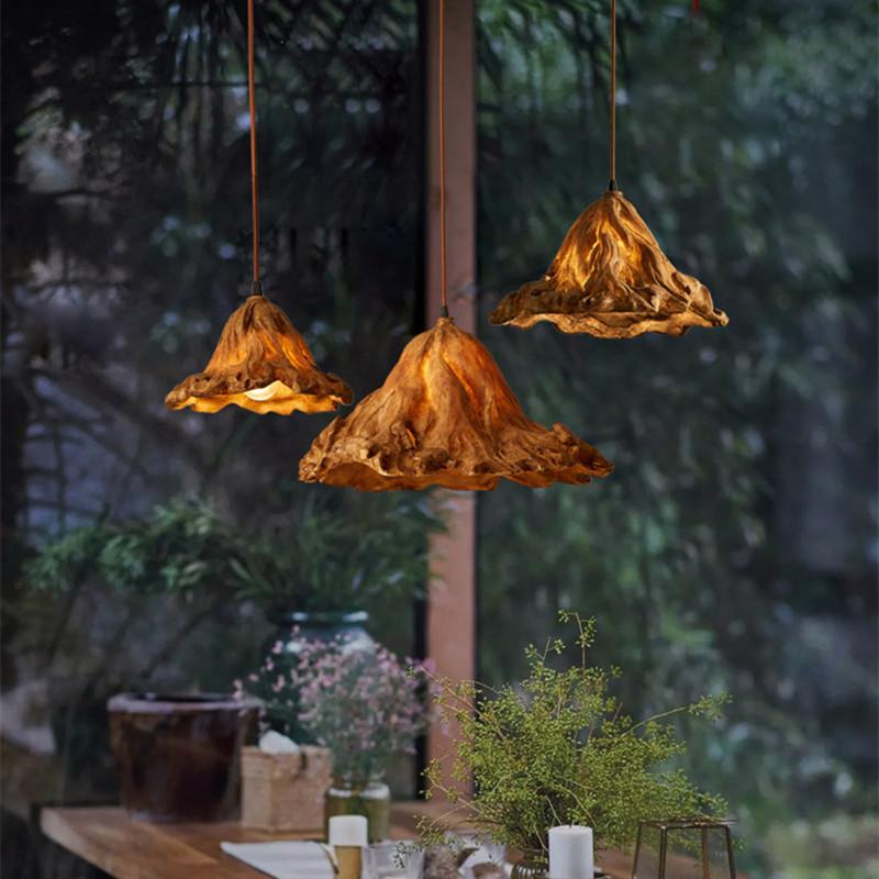 Retro Creativity Withered Lotus Leaf Branch Lamp Village House Decorative Chandelier Engineering Custom Lamp