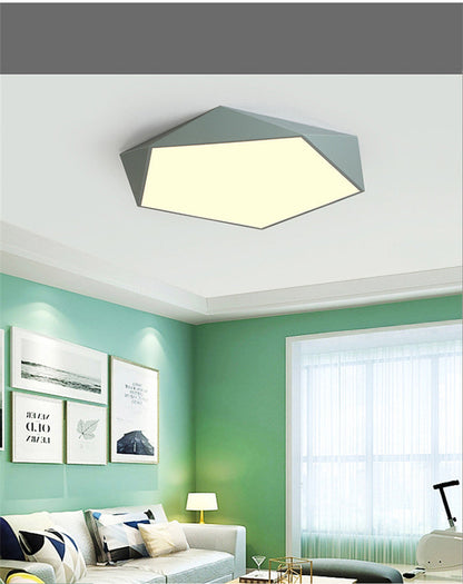Modern LED Ceiling Lamp Geometric Polygon Iron Metal PVC Indoor Lighting Bedroom Dining Room Decoration Light Fixture