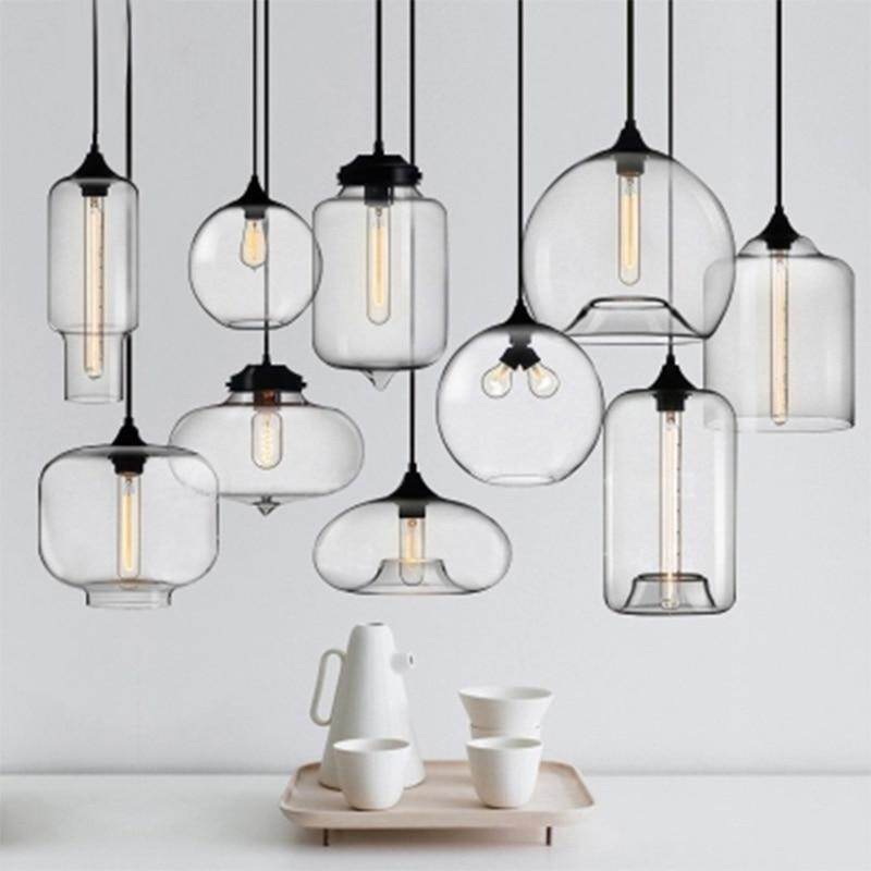 Nordic Modern Colorful Glass Bowl Pendant Lights E27 Loft Hanging Lamps For Kitchen Living Room Bedroom Restaurant Hotel Hall