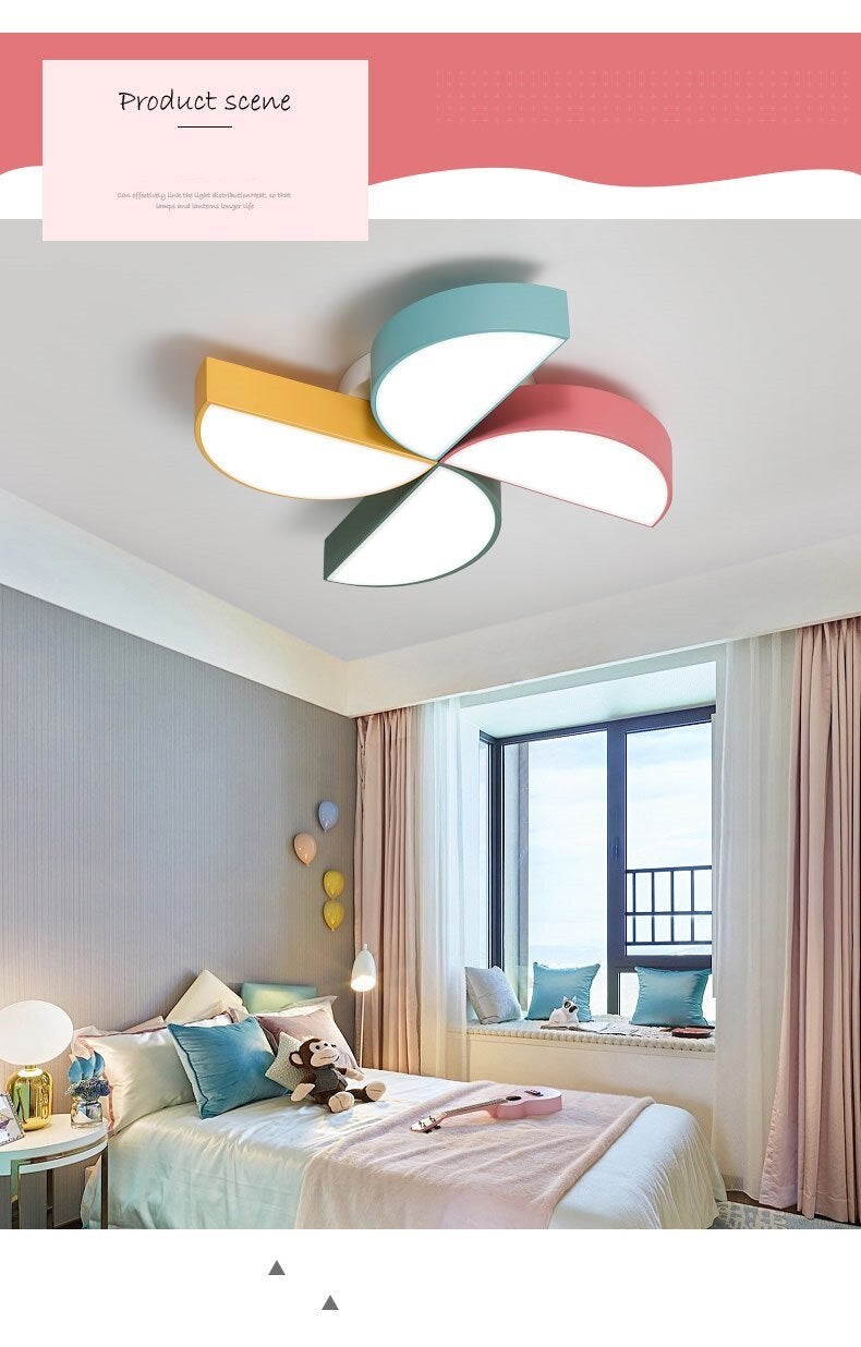 Kids BedroomCeiling Lamp LED Metal Iron Acrylic Color Windmill Children  Living Room Decoration Light Fixture