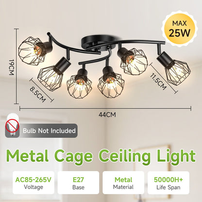 Metal Cage Ceiling Chandelier Vintage E27 Ceiling Lights Indoor Multi heads Chandelier For Living Room Kitchen Lighting Fixture