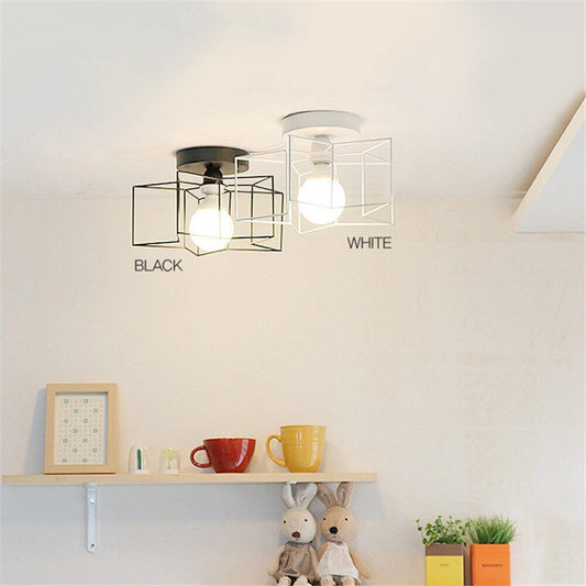 Retro Indoor Lighting Vintage Ceiling Light LED Lights Iron Cage Star Modern Potch Living Room Bedroom Shop Lighting Fixture