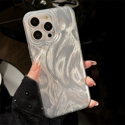 Fashin Feather Yarn Laser Case for IPhone17 16  15 Pro Max 14 13 12 11 PRO MAX Hard Acrylic Soft Edge Armor Cover