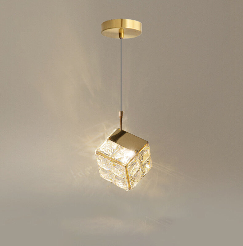 Light Luxury French Modern Crystal Bedroom Headboard Long Chandelier Dandelion Dining Room Bedroom Atmosphere Water Cube Lamp