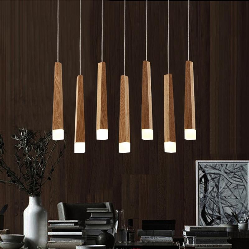 Wood Stick Pendant Lamp Light Modern Bedside Natural Wood Pipe Pendant Lights