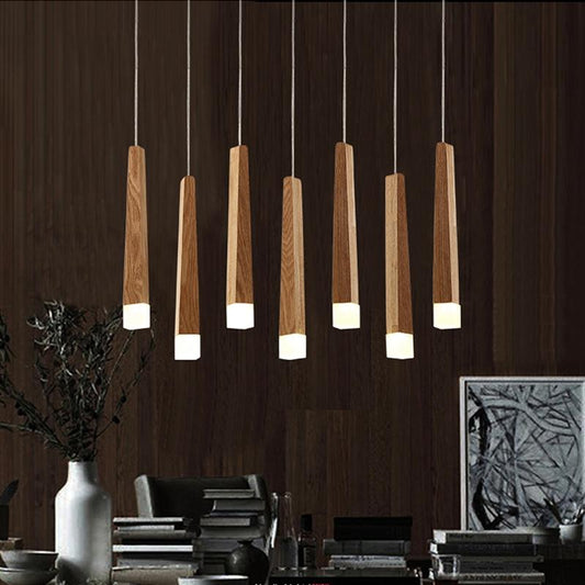 Wood Stick Pendant Lamp Light Modern Bedside Natural Wood Pipe Pendant Lights