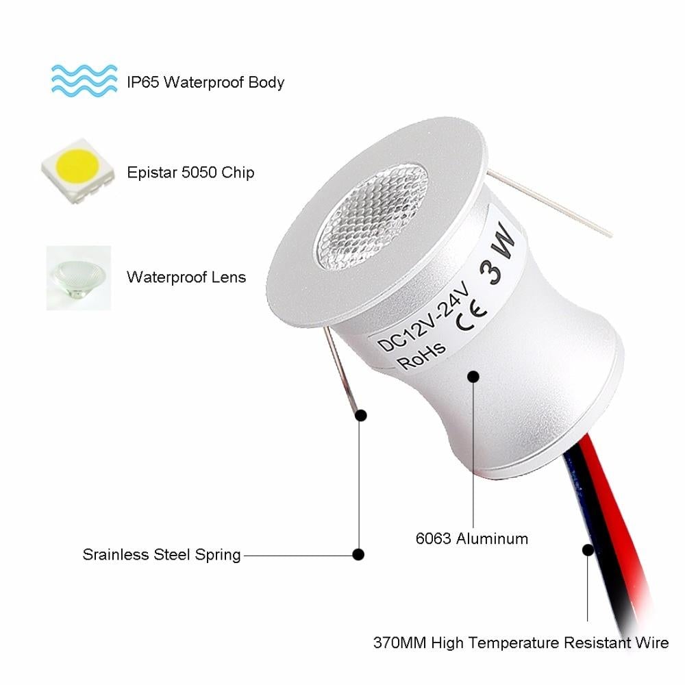 Led Spotlight Cabinet Mini Spot Light IP65 Waterproof 1W 3W Recessed Down Light Cold Warm White Cupboard Showcase use Q