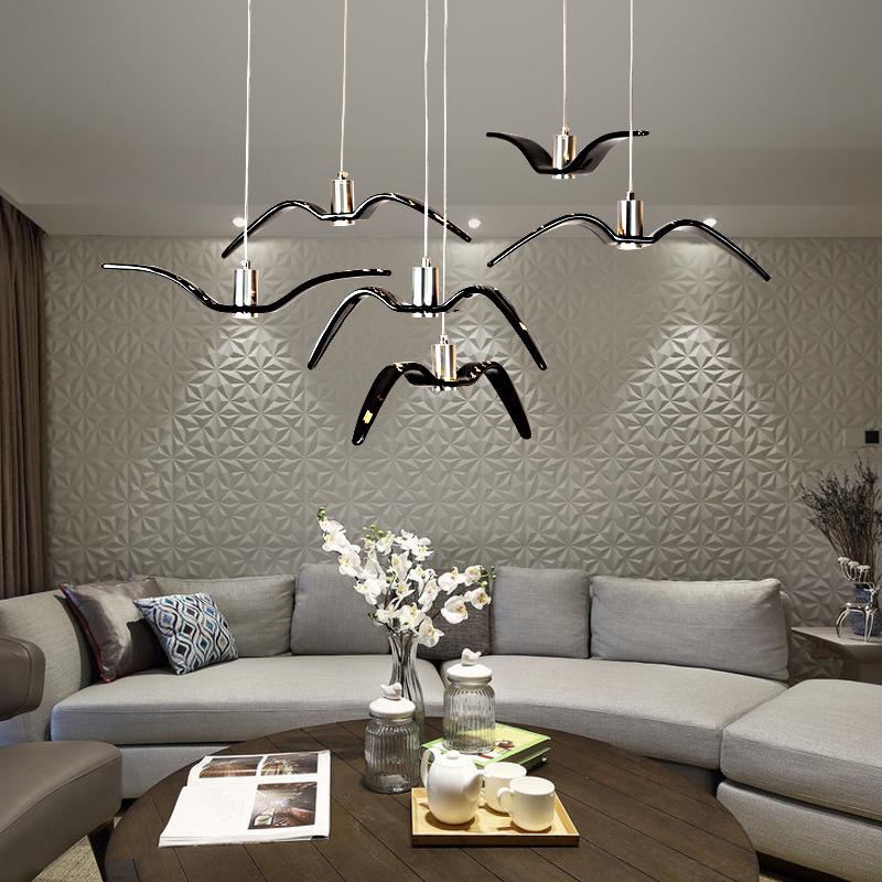 Nordic Chandelier Restaurant Three Creative Lights Modern Minimalist LED Bar Table Dining Room Personality Art Seagull Chandelier