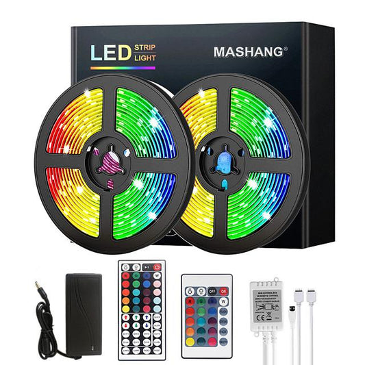 5M 10M 15M 20M LED Strip Lights RGB DC12V LED Lights Flexible Color Change SMD 2835 with IR Remote Controller and 100-240V Adapter for Home Bedroom Kitchen TV Back Lights DIY Deco