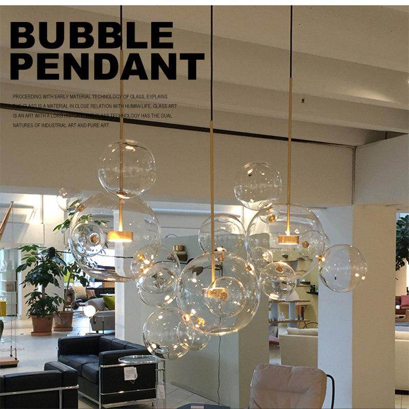 Modern Creative Clear Glass Bubble Ball Led Pendant Lamp for dining room living room bar LED Glass Hang Lamp