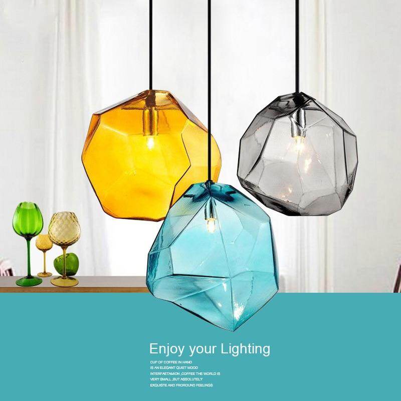 Modern Minimalist Pendant Lights Creative Colorful Glass Pendant Lamps Restaurant LED Lamps Indoor Home Lighting