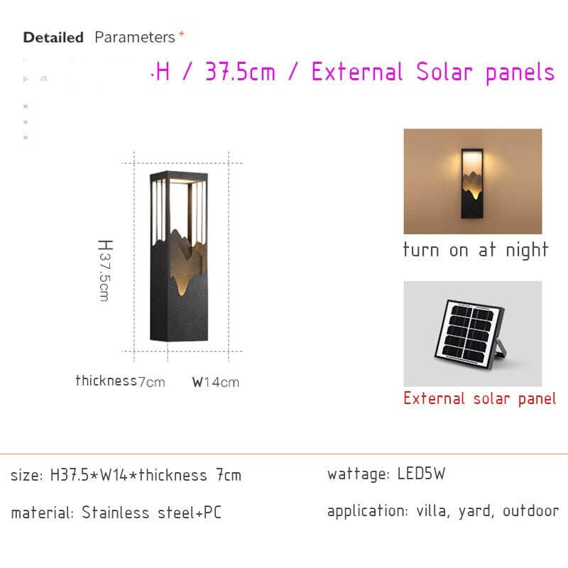 Solar LED Outdoor Light Waterproof Garden Decoration Lamps for Balcony Courtyard Street Wall Lighting Outdoor Luminaires