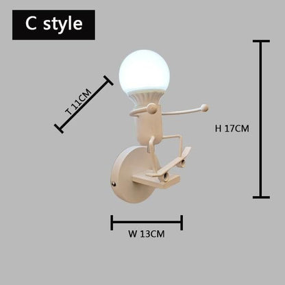 Iron Led Wall Lamp American Creative Wall Lights Metal Cartoon Robot Sconce Wall Light bedroom Children room Luminaire