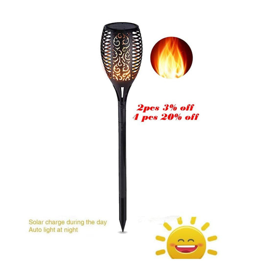 Solar powered LED Flame Lamp Waterproof 33LEDs Lawn Flame Flickering Torch Light Outdoor Solar LED Fire Lights Garden Decoration