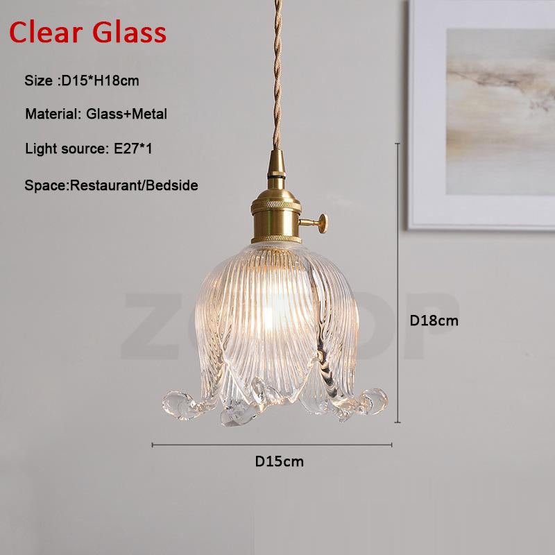 Vintage Creative LED Pendant Light Fixtures Home Deoor Reading Bedroom Knob Switch Loft Flower Glass Hanging Wall Lamp Luminaire