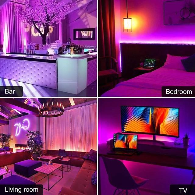 5M 10M 15M 20M LED Strip Lights RGB DC12V LED Lights Flexible Color Change SMD 2835 with IR Remote Controller and 100-240V Adapter for Home Bedroom Kitchen TV Back Lights DIY Deco
