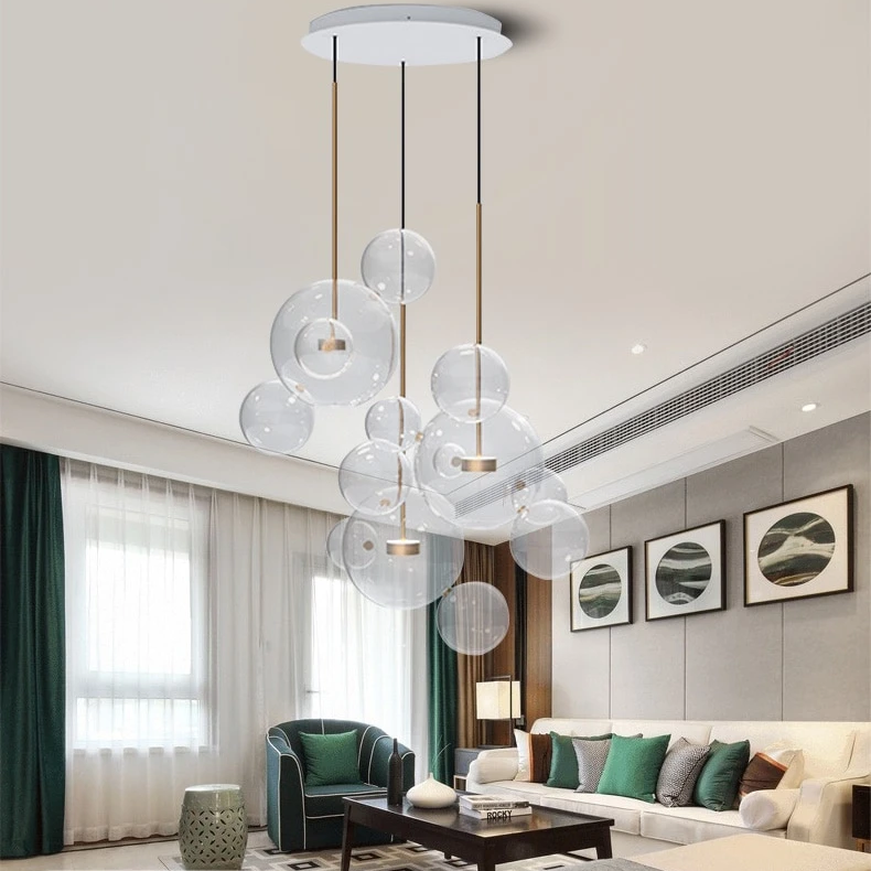 Bubble Lamp Globe Glass Hanging Lamps Dining Room Bubble Pendant Light Kitchen Hotel Glass Ball Suspension Lighting