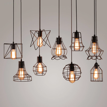 modern cage pendant light iron minimalist retro Scandinavian loft pyramid pendant lamp metal Hanging Lamp E27 Indoor ZDD0011