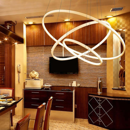 Aluminum Circle Rings Modern LED Chandelier lighting White&Black&Gold Lustre Living Kitchen Dining room nordic lamp luminarias