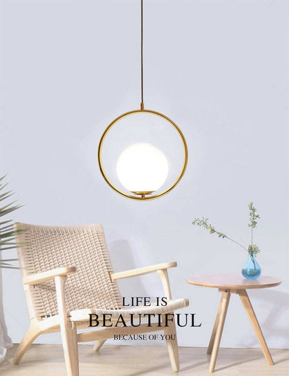 LED Creative Art Glass Ball Pendant Lights Modern Hanging Lamp E27 Black Gold Restaurant Bedroom Home Lighting Decorative