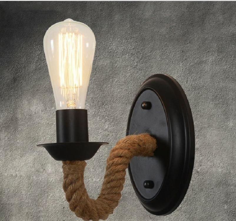 Hemp Rope Wall Lamp American Retro Light Wall Sconce Living Loft Lighting Vanity Light Indoor Sconce Wall Lights Bedroom Lamp